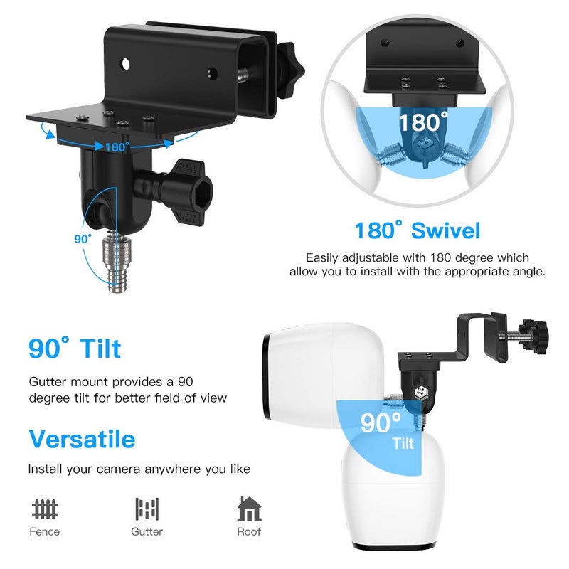 OkeMeeo Gutter Mount for eufyCam 2C/2C Pro/3/3C/SoloCam C210/SoloCam S220, Outdoor Mount for Wyze Cam Pan V3/Arlo Cameras and More 1/4"-20 Threaded Camera(White, 1 Pack) - Image 3